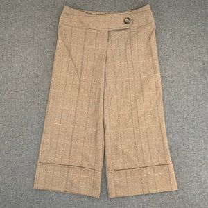 Women's Portrait Dressy Plaid Cropped Pants Wide Leg Cuffed Size 5 Tan Color‎